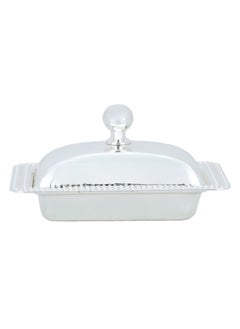 Alsaif Gallery Rectangular Silver Steel Date Bowl With Lid 12.3Cm 