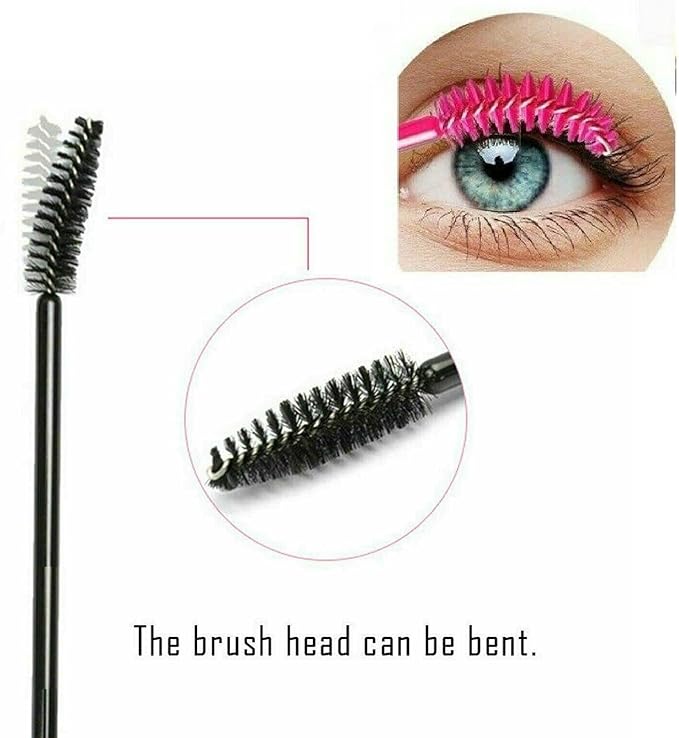 MISKEEN Mascara Wands Bulk Disposable Eyelash Eye Brow Brushes Applicator Spoolie Applicator Lash Extensions Makeup Black Silver Pink Red Tool Set BLACK 500 - Image 3