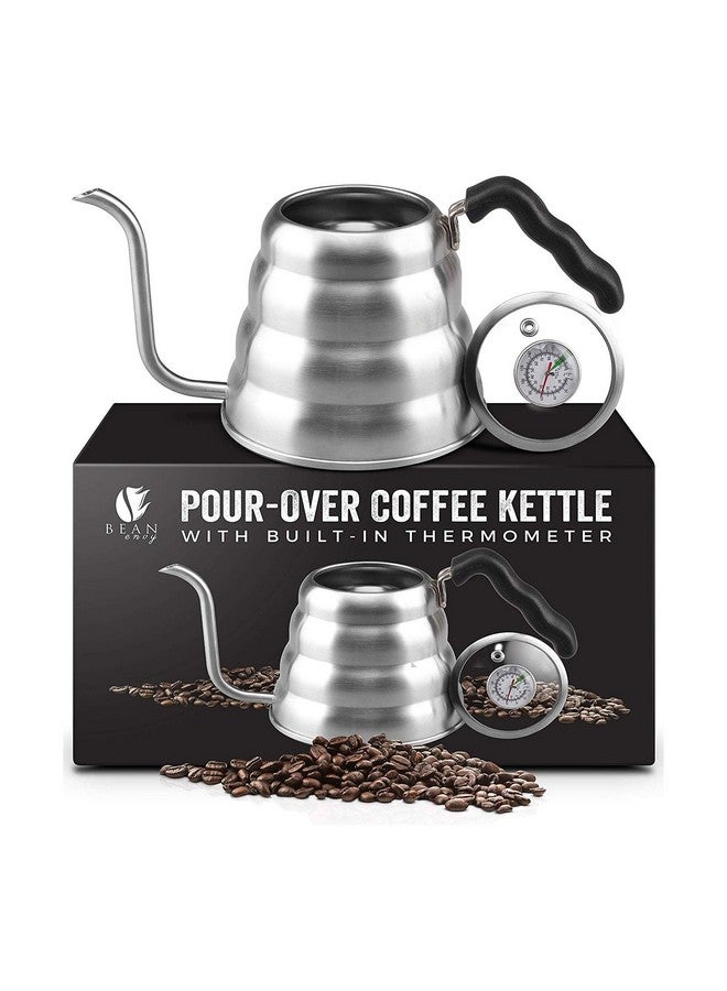 Bean Envy Pour Over Coffee Kettle - 40 oz, Stainless Steel, Gooseneck Coffee and Tea Kettle with Thermometer and Ergonomic Handle - Image 1