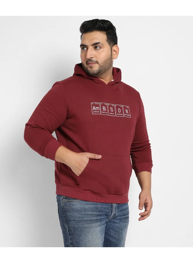 Instafab Plus Instafab Plus Men's Maroon Red Ambition Hoodie With Kangaroo Pocket