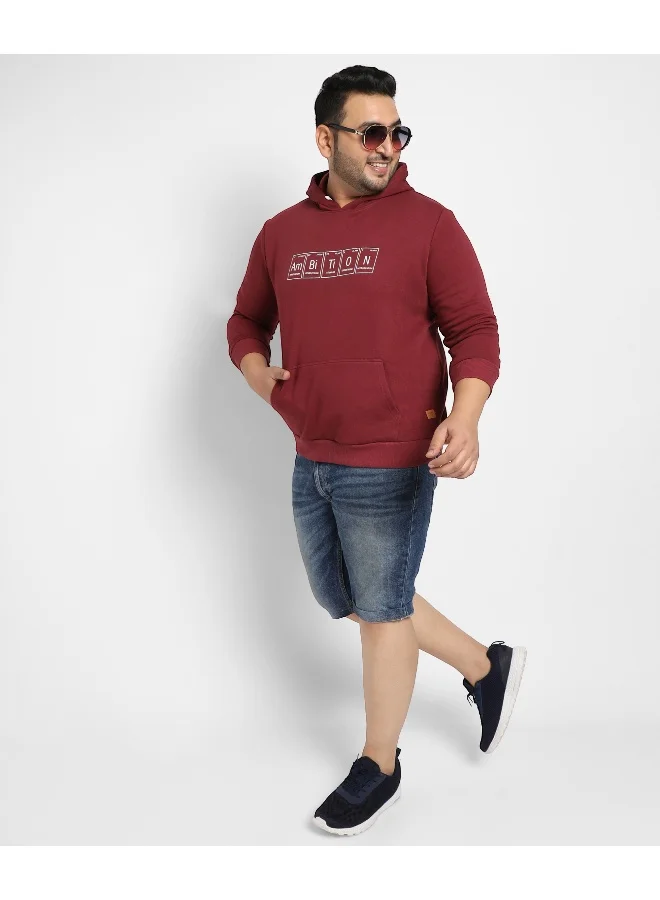 Instafab Plus Instafab Plus Men's Maroon Red Ambition Hoodie With Kangaroo Pocket