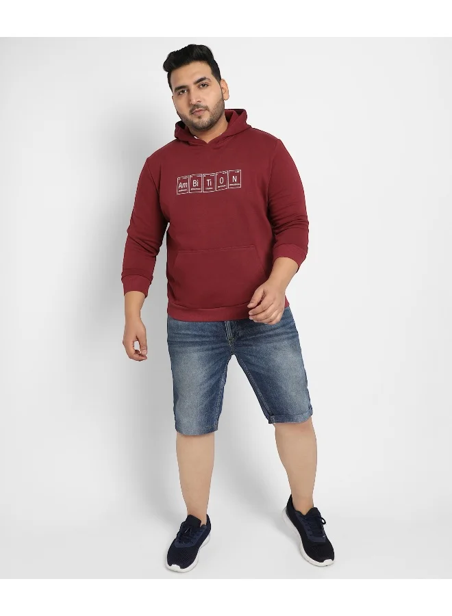Instafab Plus Instafab Plus Men's Maroon Red Ambition Hoodie With Kangaroo Pocket