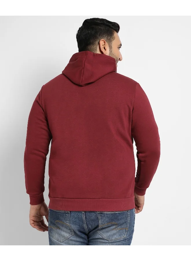 Instafab Plus Instafab Plus Men's Maroon Red Ambition Hoodie With Kangaroo Pocket
