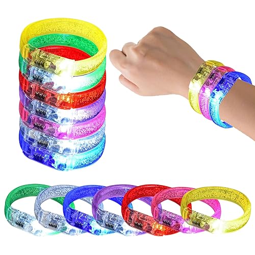 M.best 14pcs Glow Bracelets with 14pcs Spare Batteries Glow in The Dark Bracelets Toys for Party Favors - Image 1