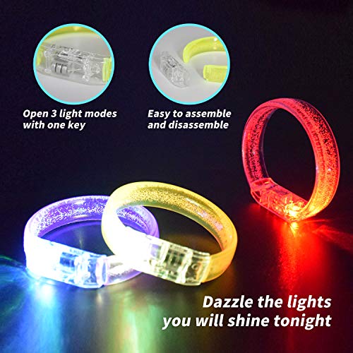 M.best 14pcs Glow Bracelets with 14pcs Spare Batteries Glow in The Dark Bracelets Toys for Party Favors - Image 3