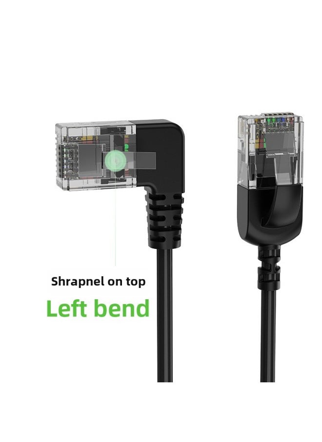 Generic RJ45 Network Cable Class 6 Gigabit High-speed Network Cable Ultra-fine Elbow Computer Connection Router Switch-Color:Straight To Left Bend-Line Length:1.5 M  - Image 1