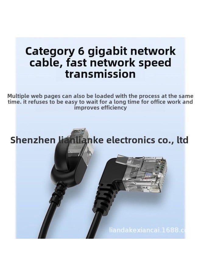 Generic RJ45 Network Cable Class 6 Gigabit High-speed Network Cable Ultra-fine Elbow Computer Connection Router Switch-Color:Straight To Left Bend-Line Length:1.5 M  - Image 3