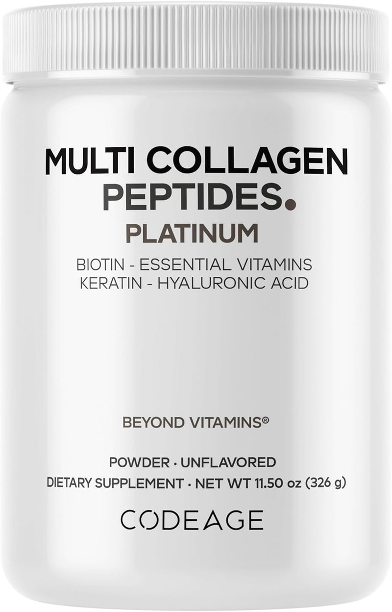 Codeage Multi Collagen for Women  Men Biotin 10000mcg Keratin Protein Powder Vitamin C B6 D3 Hyaluronic Acid Niacin  Hydrolyzed Collagen Coffee Creamer 5 Types  Unflavored  NonGMO  115oz - Image 1