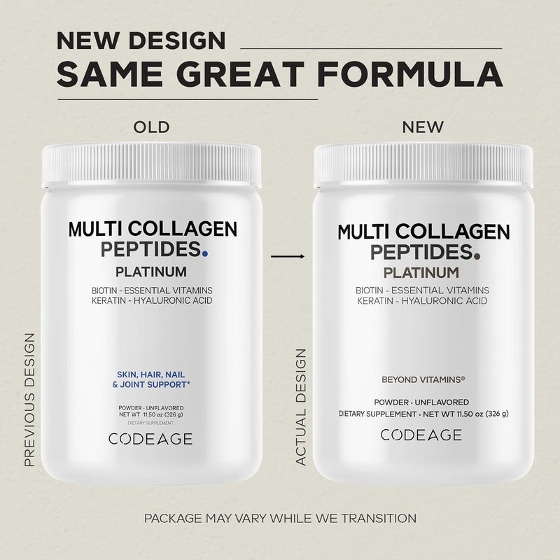 Codeage Multi Collagen for Women  Men Biotin 10000mcg Keratin Protein Powder Vitamin C B6 D3 Hyaluronic Acid Niacin  Hydrolyzed Collagen Coffee Creamer 5 Types  Unflavored  NonGMO  115oz - Image 3