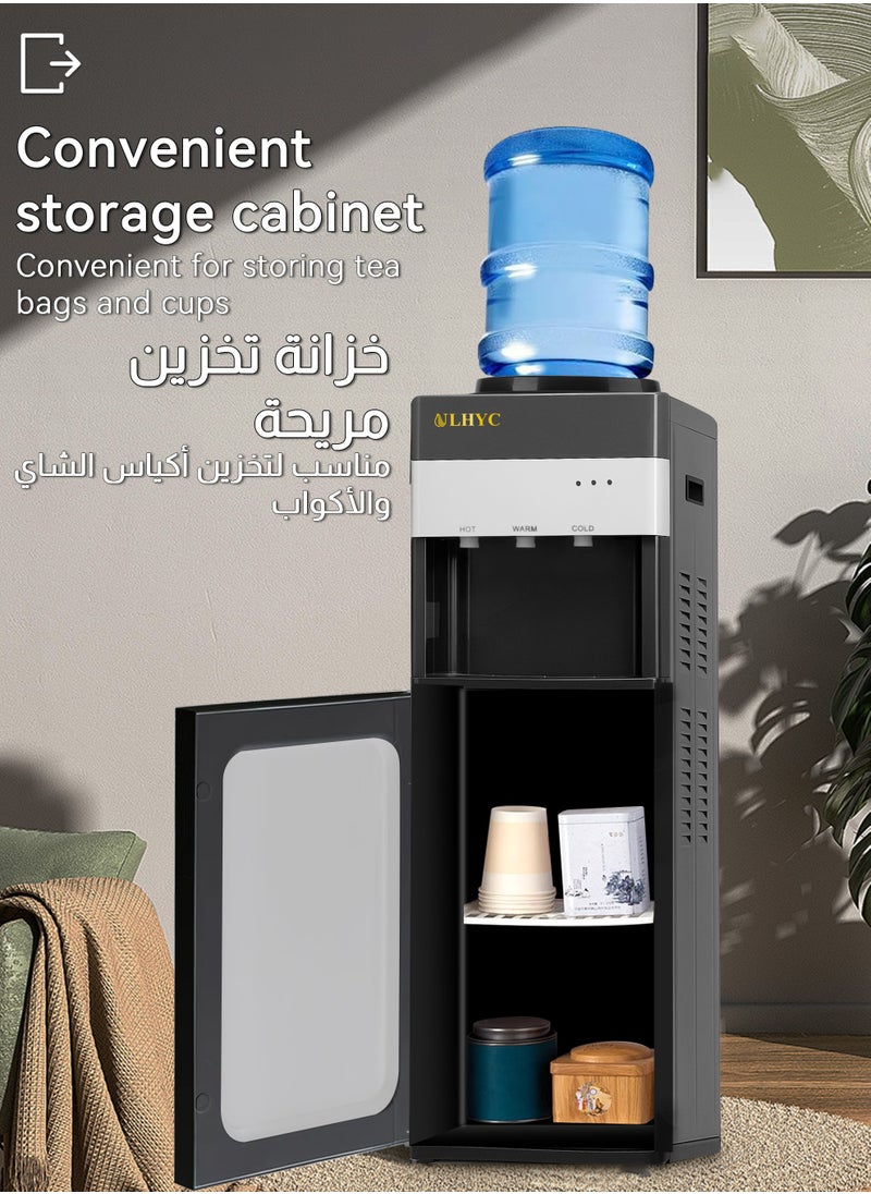 ULHYC - Bottom Mounted Water Dispenser - 3 Temperature Settings - Hot, Cold and Cool - Black Floor Type - Ideal for Home Offices - Image 1