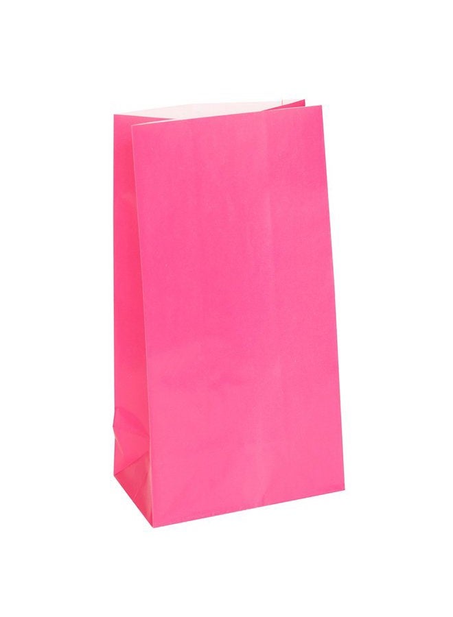 Unique Vibrant Hot Pink Paper Party Bags (Pack of 12) - Premium Quality, Perfect for Celebrations & Gifts - Image 1