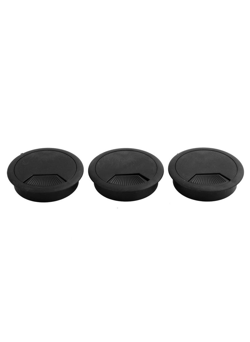 Generic Generic Desktop Round Shape Wire Outlet Grommet Cable Cord Hole Cover 3 Pcs Black  - Image 1