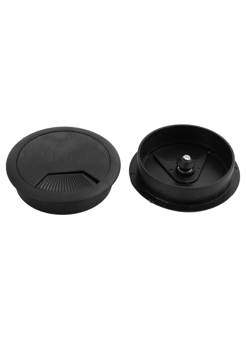 Generic Generic Desktop Round Shape Wire Outlet Grommet Cable Cord Hole Cover 3 Pcs Black  - Image 2