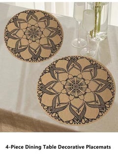 Kutis 4-Piece Dining Table Decorative Placemats PVC Black/Brown 37.5 Centimeter  - Image 2