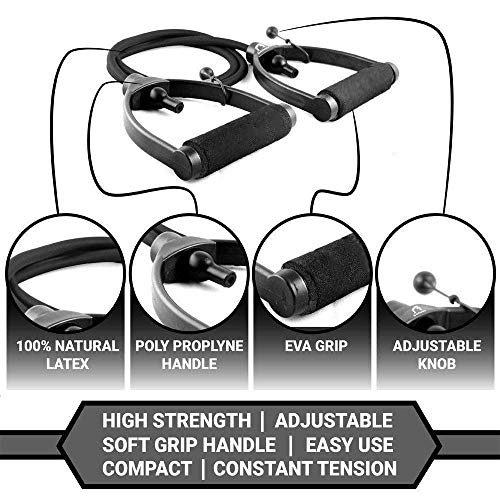 Bodylastics Silicone, Natural Rubber Resistance Tube with Adjustable Length, Non-Slip Handles, High Density Door Anchor for Strength Training (Grey - 40 LBS) - Image 4