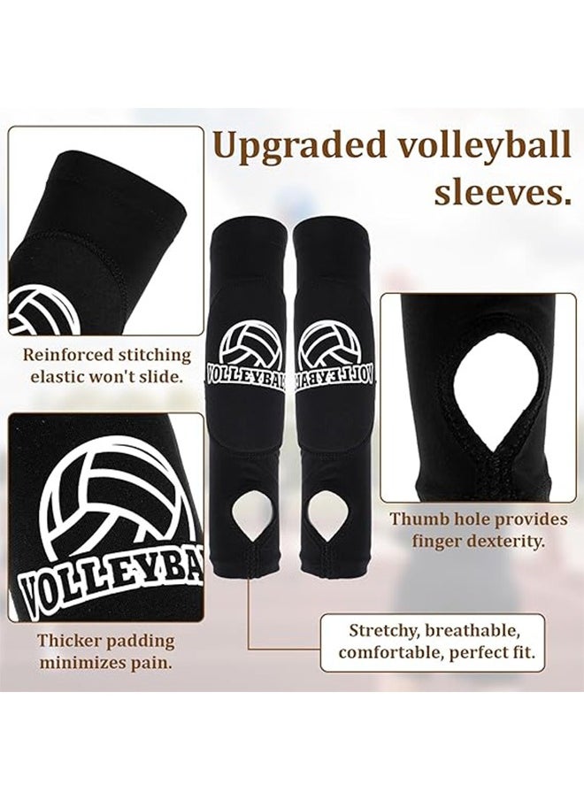 Lemon 2 Pieces Volleyball Accessories ,Including Volleyball Knee Pads and Arm Sleeves, with Protection Pads and Thumb Hole for Women Girls Teens Training  - Image 3