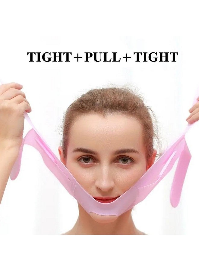 CUBIZ Silicone V Face Face Lift Up Belt Bandage Thin Belt Face Lift Band Mask Double Chin Reducer for Women and Men - Image 4