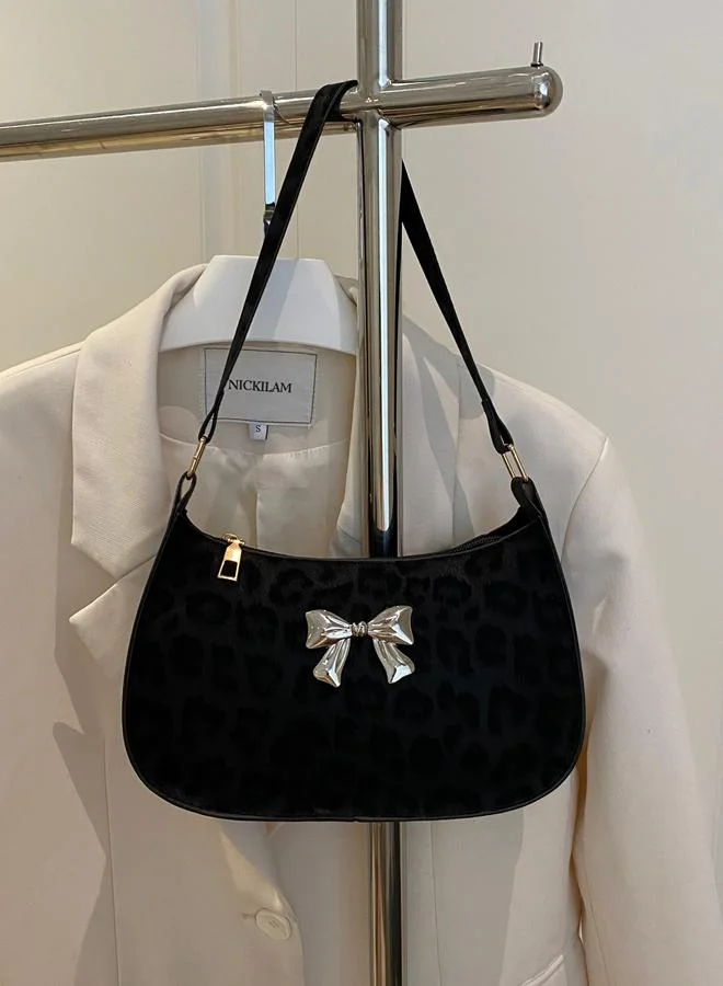 Take Two Leopard Print Bow Detail Shoulder Bag