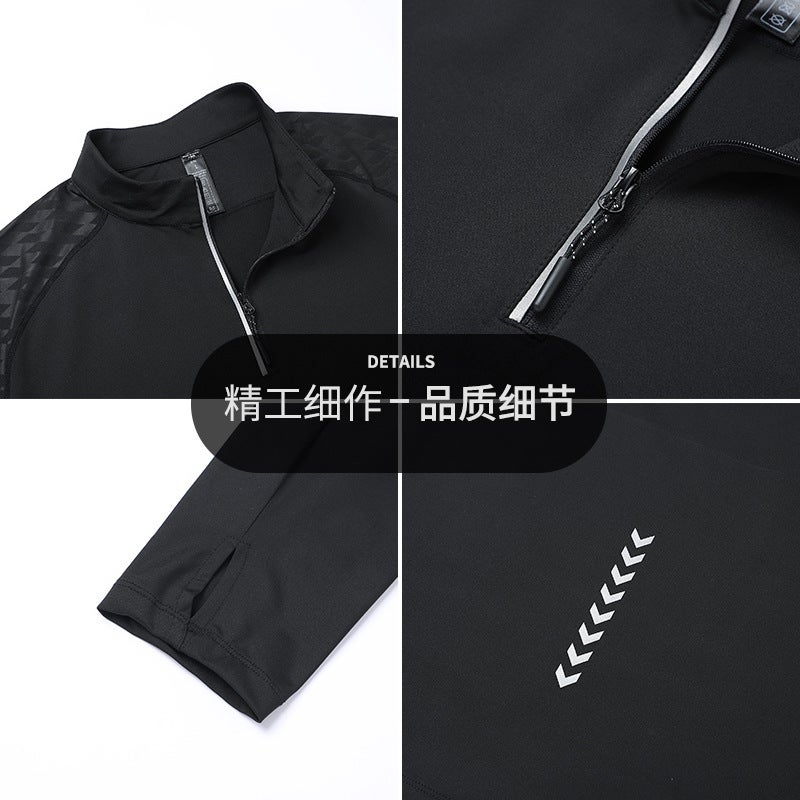 Quick-Drying Long-Sleeved Sports T-Shirt Men'S Half Zipper Top Elastic Outdoor Fitness Running Clothes - Image 3