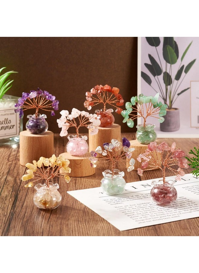 KISSITTY KISSITTY Chakra Crystal Tree Small Natural Strawberry Quartz Chips Healing Stone Tree Figurine Fairy Garden Landscape Aquarium Feng Shui Decoration for DIY Bonsai Craft Indoor Home Decor  - Image 4