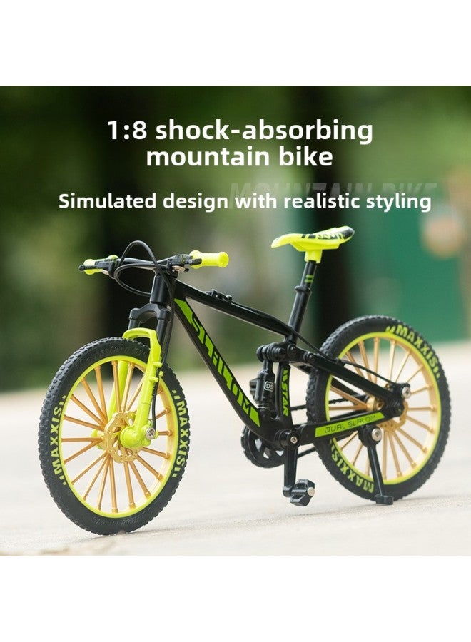 Alloy Bicycle Model Simulation Mountain Bike Speed Drop Car Road Bike Bicycle Ornaments Gift Toys Cross-border-Color:Shock-absorbing Mountain Bike Blue And Black  20*6*14 - Image 2