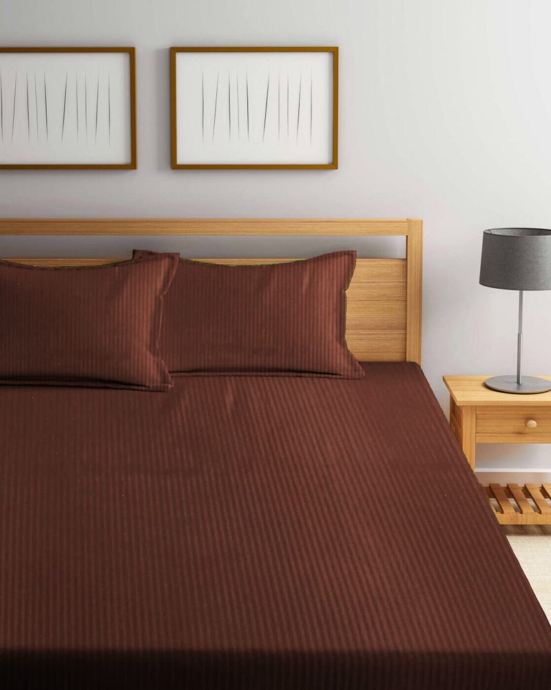 AEROHAVEN™ Linen 100% Cotton 210 Tc Double King Bed Size Bedsheet with 2 King Size Pillow Covers - (Queen Bed (90 inch x 100 inch), Coffee) - Image 2