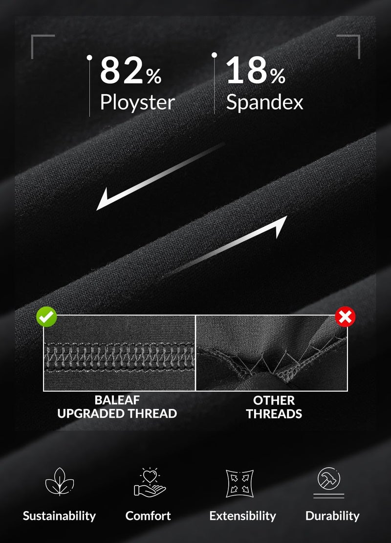 baleaf Women's Capri Leggings Knee Length High Waisted Plus Size Yoga Casual Workout Exercise Capris with Pockets Black M - Image 5