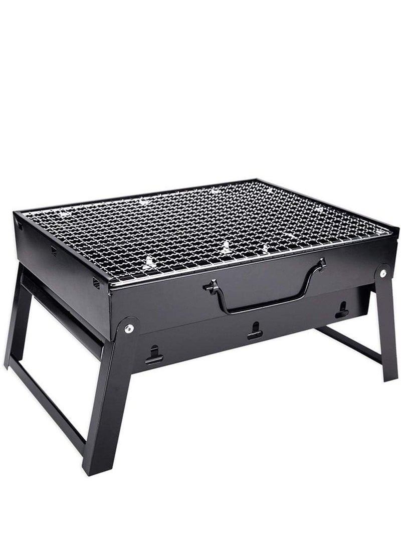 BJM Portable Charcoal BBQ Grill Tabletop Charcoal Barbeque Grill Foldable Steel Barbecue Charcoal Stove with Grid for Camping,Hiking,Picnics,Gardens,Events,Outdoor Cooking - Image 1