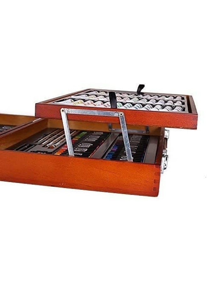 تايمي مجموعة فنية فاخرة مكونة من 174 قطعة مجموعة رسم عالية الجودة – حقيبة خشبية أنيقة – مجموعة وسائط مختلطة كاملة – مثالية للأطفال والمبتدئين والمهنيين والفنانين - Image 3