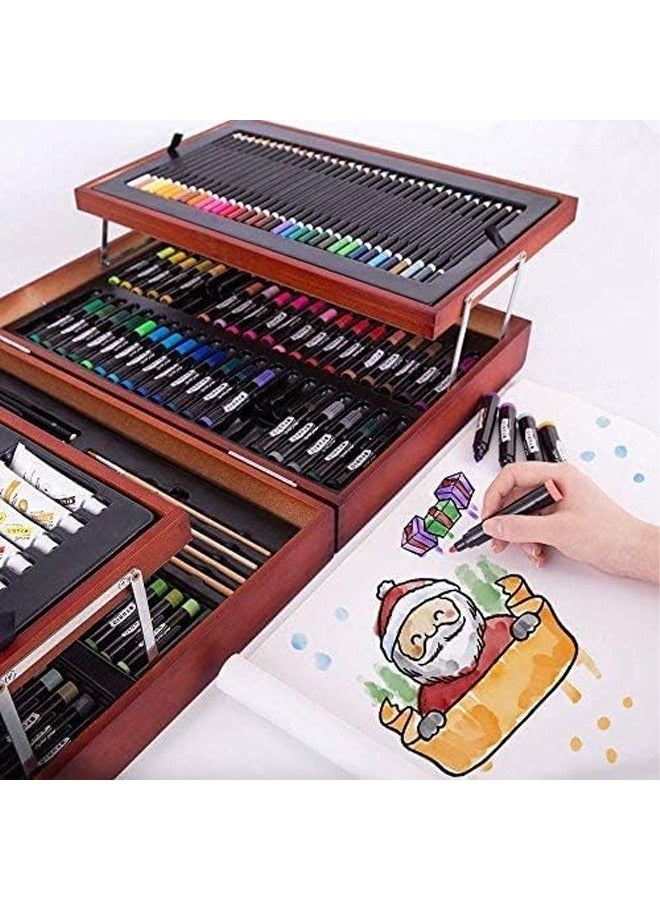 تايمي مجموعة فنية فاخرة مكونة من 174 قطعة مجموعة رسم عالية الجودة – حقيبة خشبية أنيقة – مجموعة وسائط مختلطة كاملة – مثالية للأطفال والمبتدئين والمهنيين والفنانين - Image 4