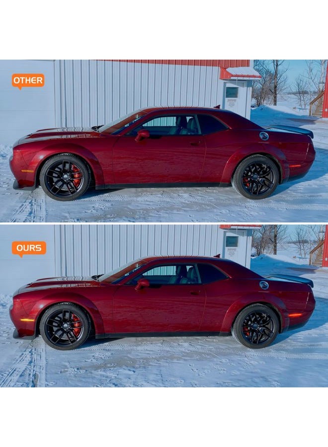 FetonAuto LED Amber Red Front Rear Side Marker Lights for Dodge Challenger SRT Hellcat Redeye Widebody 2018-2022, R/T Scat Pack Demon Super Stock Jailbreak, Smoked Lens Bumper Turn Signal Fender Parking Lamp - Image 3