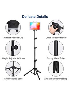 ELTRAZONE ELTRAZONE Tabletop Tablet Holder Stand, iPad Stand Floor Height Adjustable Tablet Tripod Stand for iPad Mini 1, 2, 3, iPad Air, iPad 2, 3, 4, 5, 6 and Most 7-10 inches Tablets, Easy Carrying Bag  - Image 2