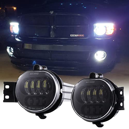 Z-OFFROAD 2pcs 63W LED Fog Lights Lamps Replacement for 2002-2008 Dodge Ram 1500 2003-2009 Ram 2500 3500 2004-2006 Durango Truck, Driver and Passenger Side - Black - Image 1