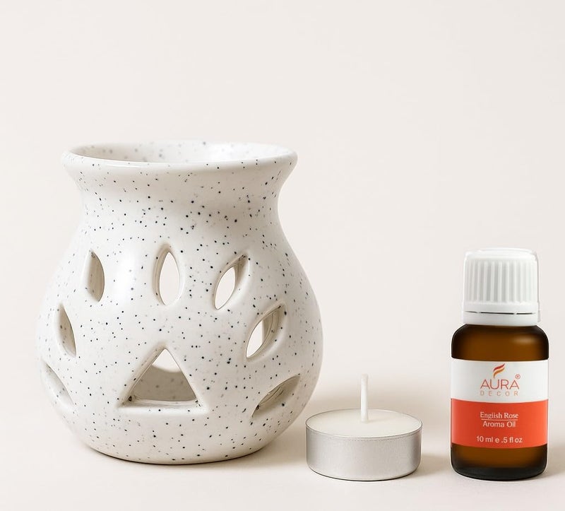 AURA DECOR AuraDecor Aroma Oil Diffuser Burner for Home Decor and Fragrance Diffuser 1 Tealight Candle (White, Medium) - Image 4