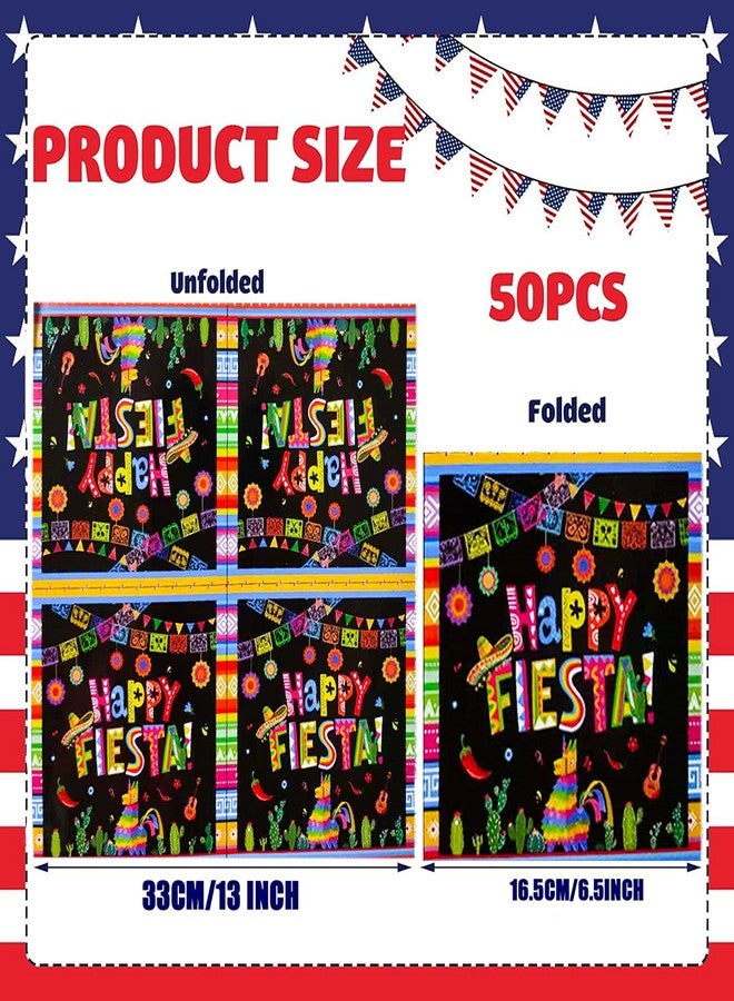 HSPAIDYP 50 Pcs Fiesta Napkins Mexican Fiesta Napkins Mexican Birthday Party Supplies Cinco De Mayo Carnival Paper Napkins for Mexican Cinco De Mayo Party Decoration - Image 3