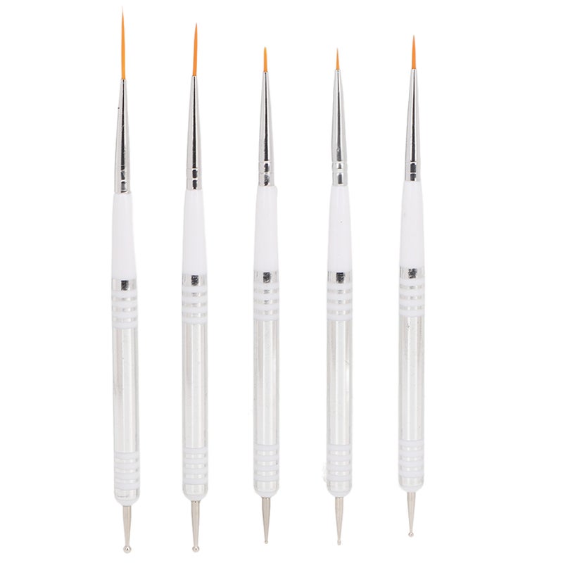 5 Pcs Nail Art Brushes Double Ended Detail Drawing Fine Tip Nail Dotting Pens for Home DIY Salon Manicure - Image 1