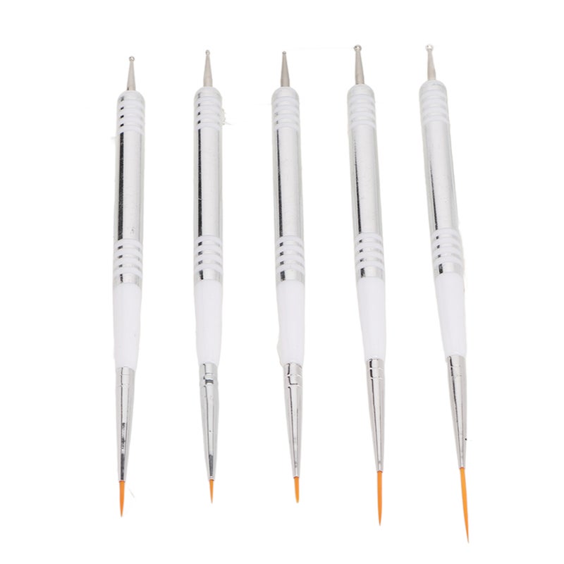 5 Pcs Nail Art Brushes Double Ended Detail Drawing Fine Tip Nail Dotting Pens for Home DIY Salon Manicure - Image 2
