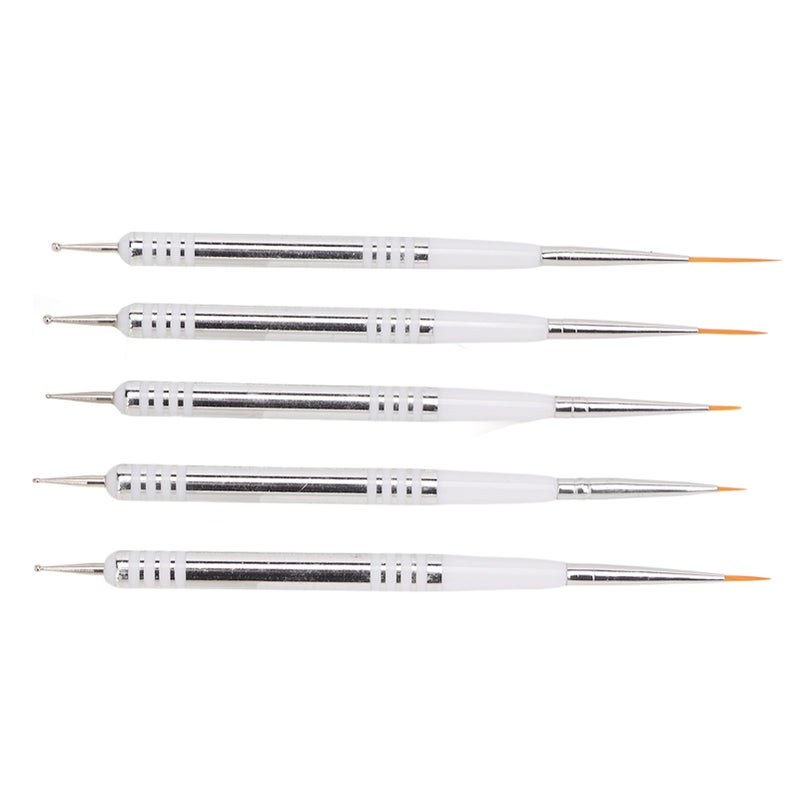 5 Pcs Nail Art Brushes Double Ended Detail Drawing Fine Tip Nail Dotting Pens for Home DIY Salon Manicure - Image 5