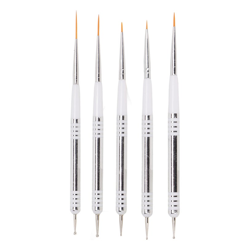 5 Pcs Nail Art Brushes Double Ended Detail Drawing Fine Tip Nail Dotting Pens for Home DIY Salon Manicure - Image 4