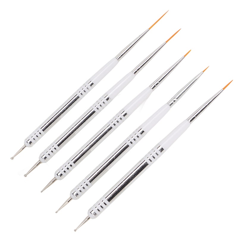 5 Pcs Nail Art Brushes Double Ended Detail Drawing Fine Tip Nail Dotting Pens for Home DIY Salon Manicure - Image 3