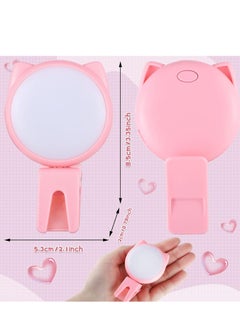 KASTWAVE Selfie Ring Light Selfie Clip on Ring Light Mini Rechargeable 9 Level Adjustable Brightness Ring Light Portable Clip on Selfie Fill Light for Phone Laptop Video Photography Girl Makes up (Pink, Blue)  - Image 4