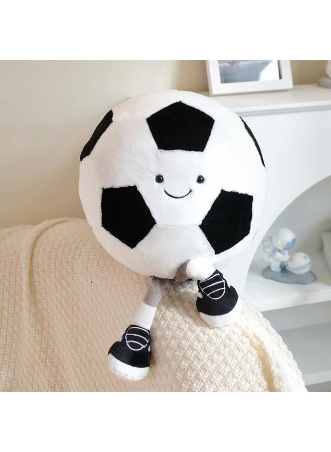 LBMT ألعاب كرة القدم القطيفة لعبة الكرات الرياضية المحشوة الناعمة، لعبة دمية كرة القدم القطيفة الممتعة اللطيفة مع القدمين، وسادة دمية للأطفال هدية عيد ميلاد - Image 1