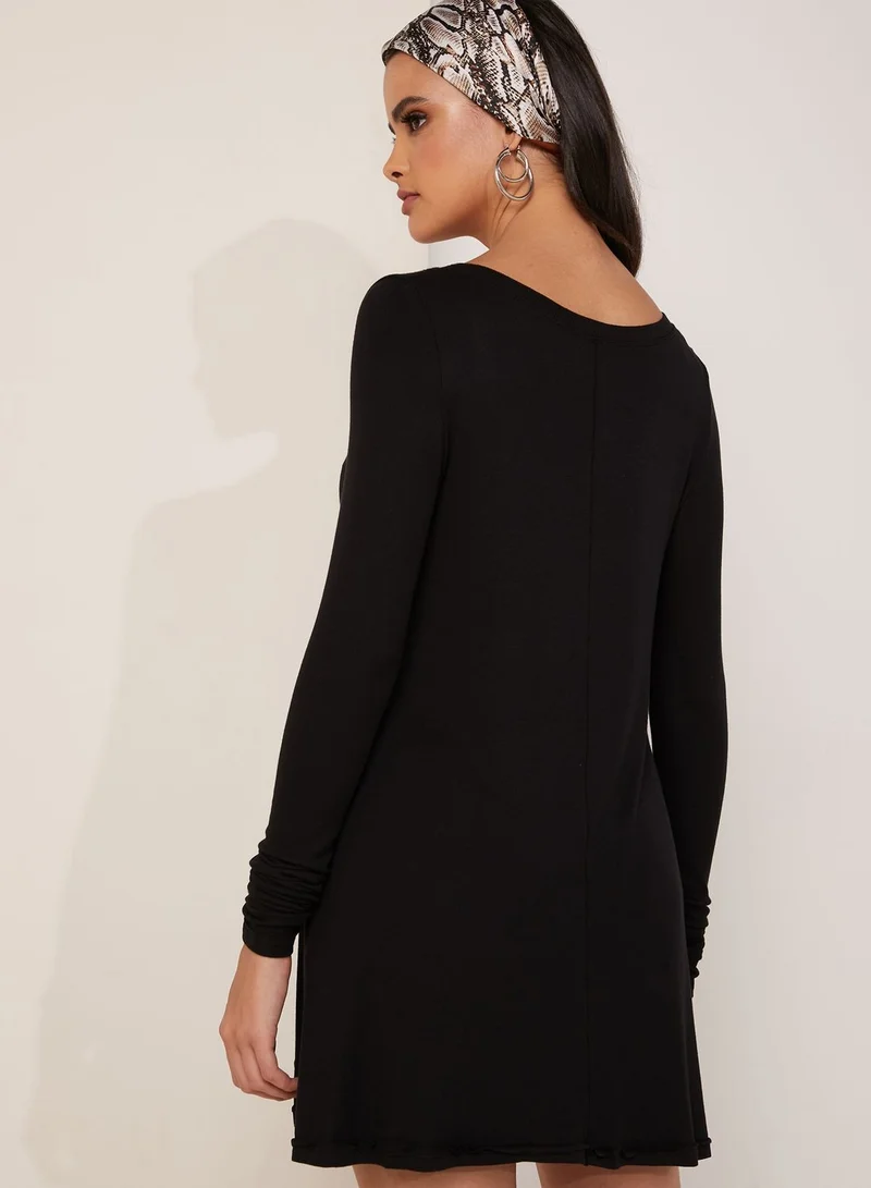 Free People Scoop Neck Longline Long Sleeve T-Shirt