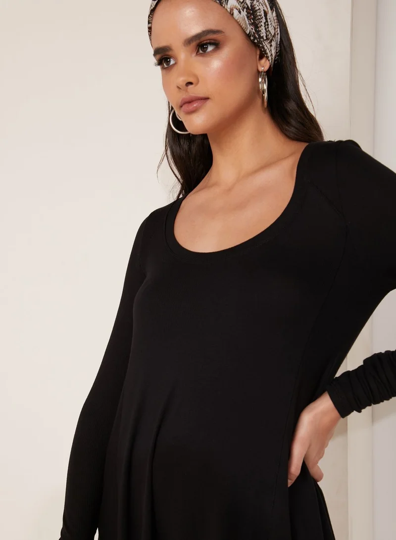 Free People Scoop Neck Longline Long Sleeve T-Shirt