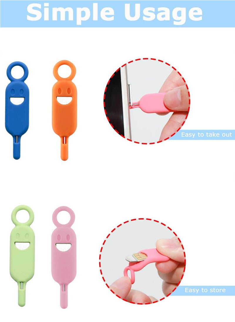 هيدفانا 4 قطع دبوس قاذف شريحة SIM، أداة إزالة بطاقة SIM، مجموعة أدوات البطاقة أداة إبرة بطاقة SIM سيليكون لطيفة للهاتف المحمول اللوحي - Image 5