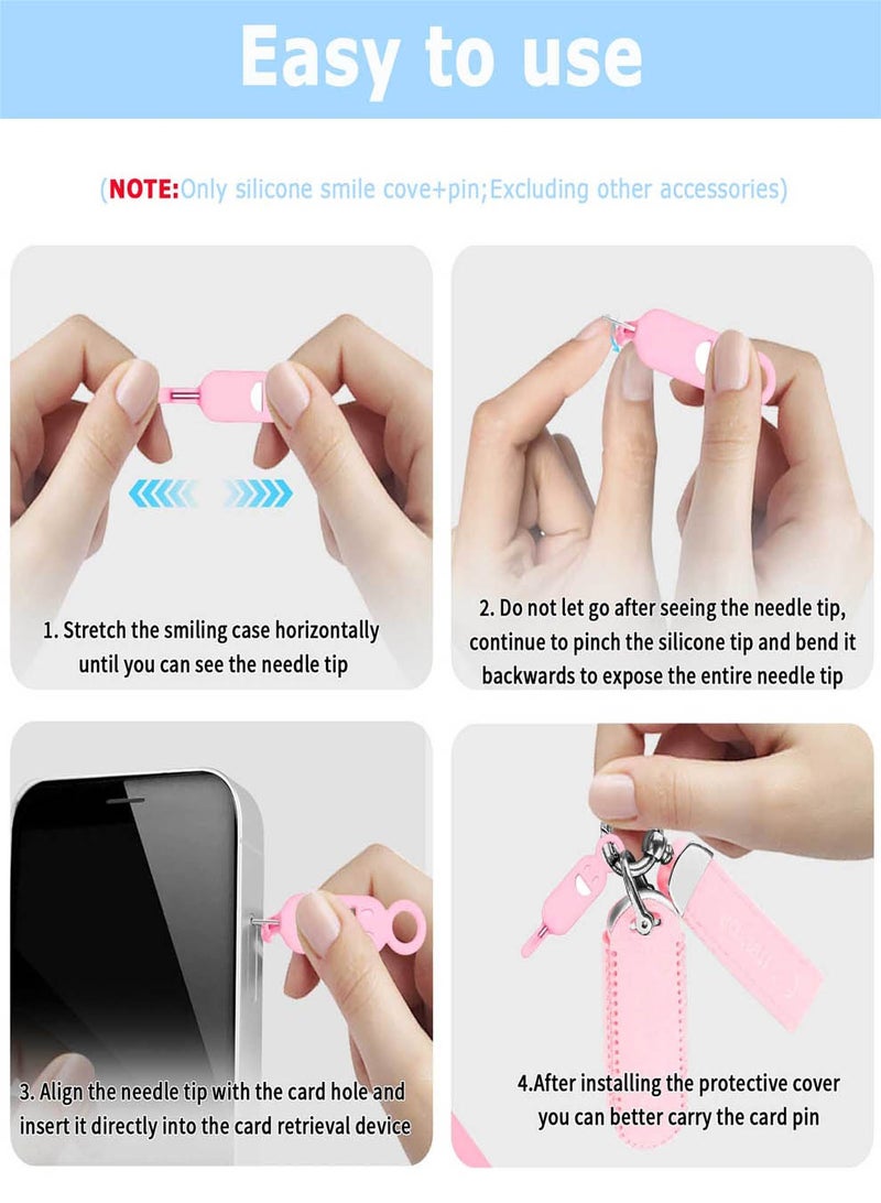 هيدفانا 4 قطع دبوس قاذف شريحة SIM، أداة إزالة بطاقة SIM، مجموعة أدوات البطاقة أداة إبرة بطاقة SIM سيليكون لطيفة للهاتف المحمول اللوحي - Image 4