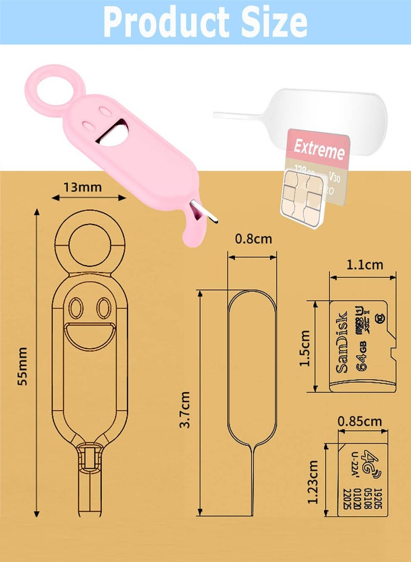 هيدفانا 4 قطع دبوس قاذف شريحة SIM، أداة إزالة بطاقة SIM، مجموعة أدوات البطاقة أداة إبرة بطاقة SIM سيليكون لطيفة للهاتف المحمول اللوحي - Image 3