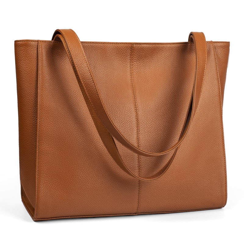 befen Real Leather Tote Shoulder Bags for Women Work, Women's Tote Bag Purses with Compartments for Daily and Travel Cognac Brown - Image 1