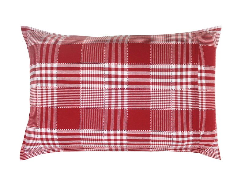 Airwill 100% Cotton Checkered Pattern Flap Pillow Covers (46x69cm)(Red, Pack of 2 Pieces) - Image 3