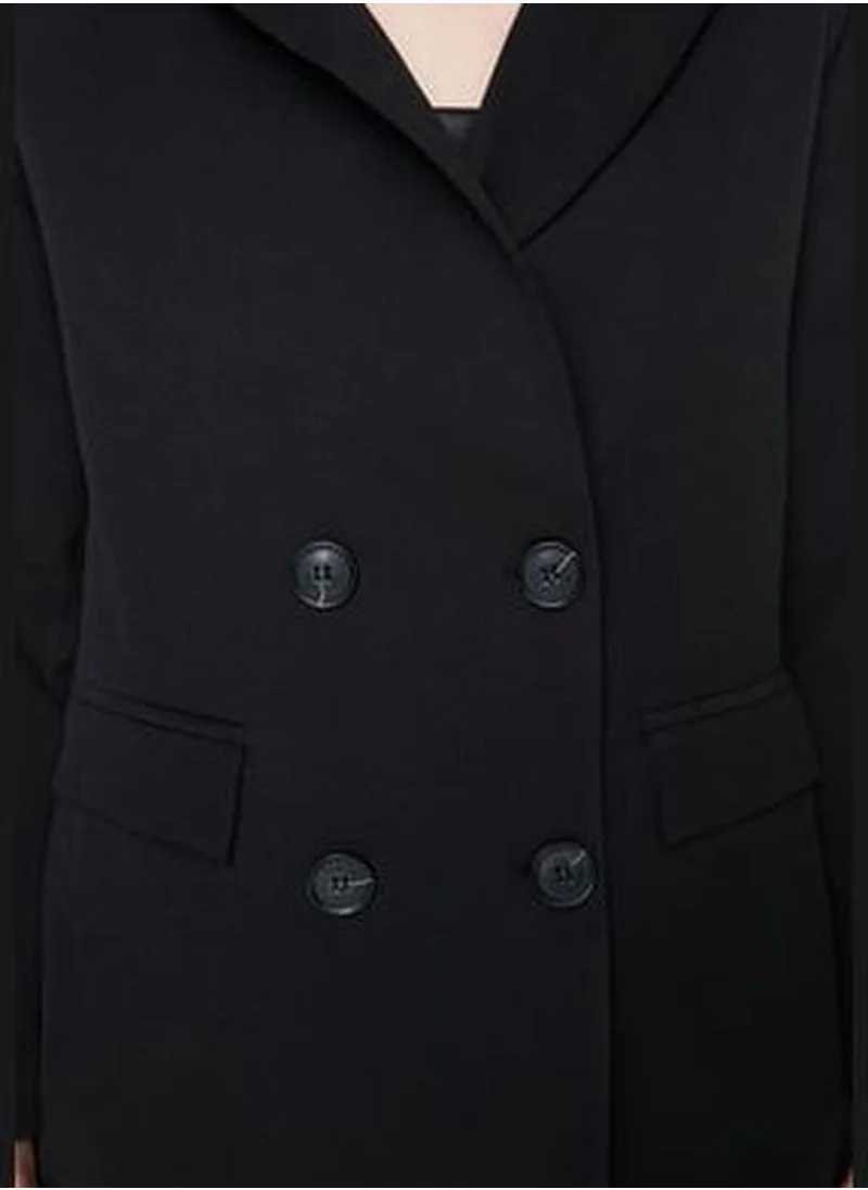trendyol Black Regular Lined Blazer with Buttons TWOAW21CE0272